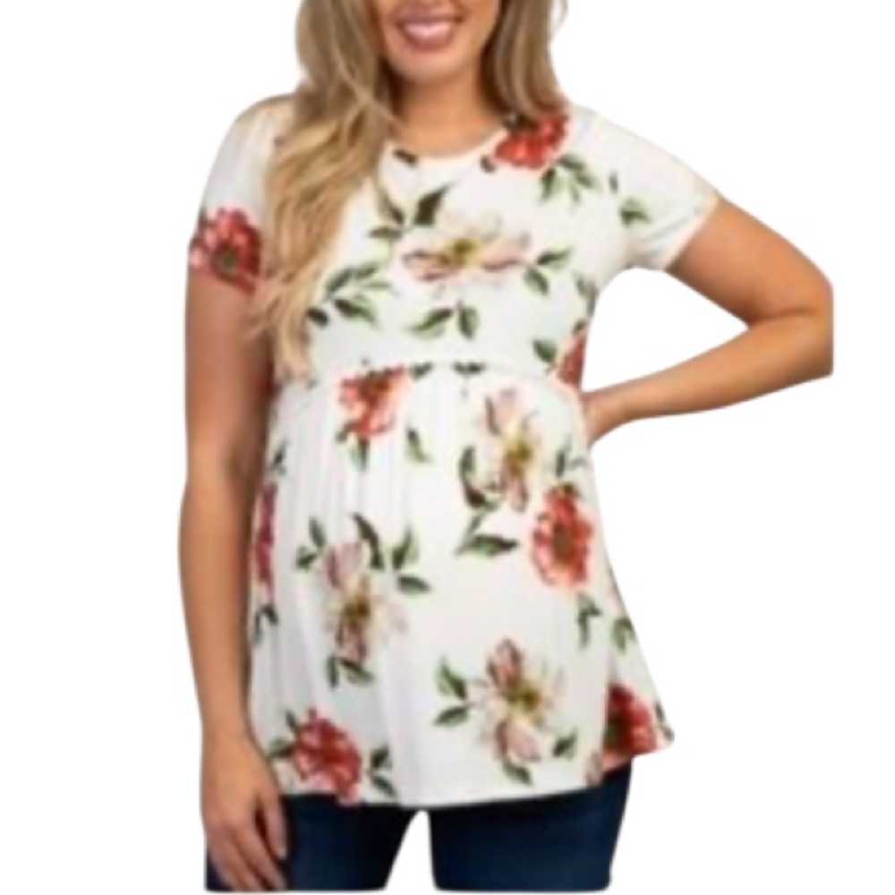🌹Pinkblush - White Floral Top - Size Large